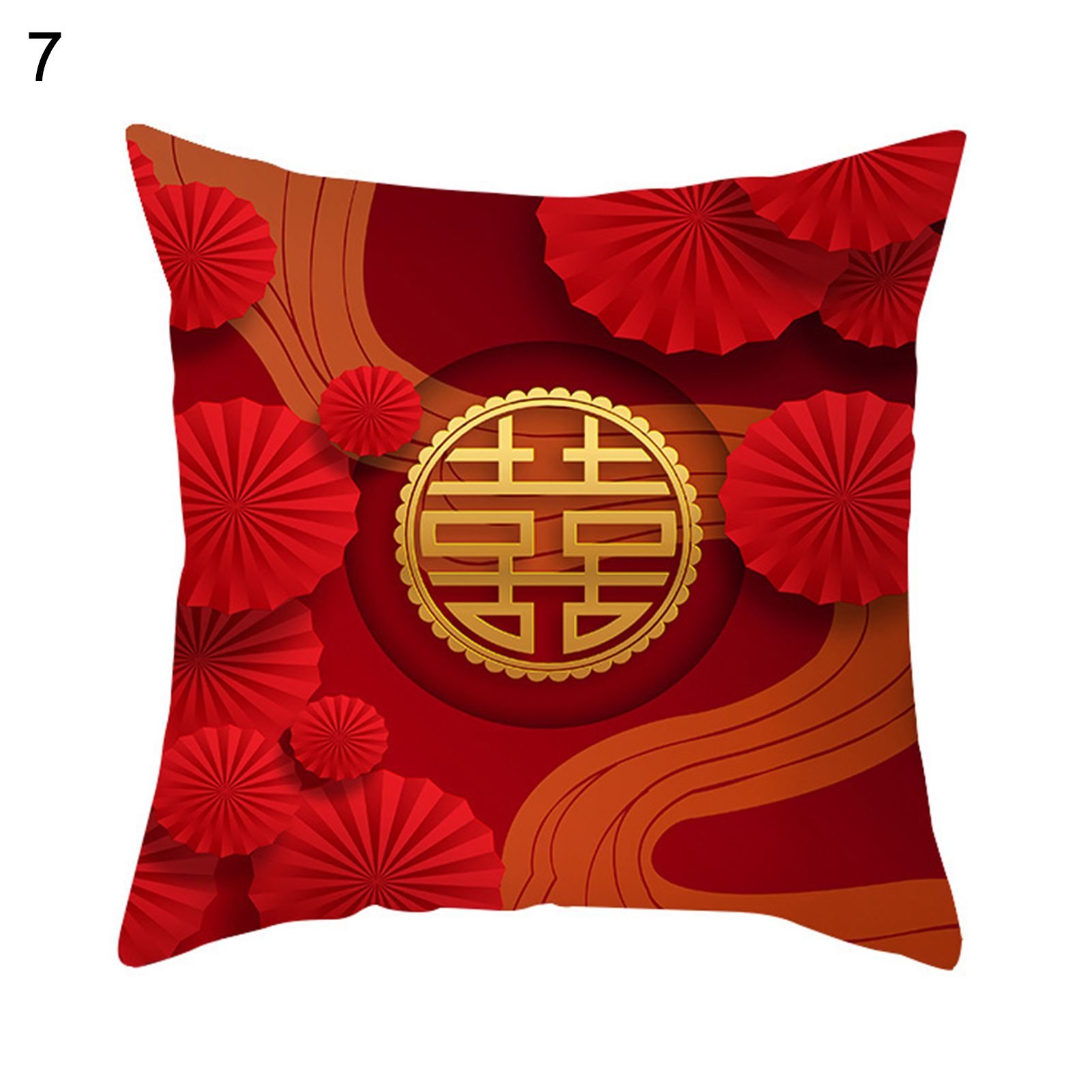 Square Cushion Pillow Case Cover Decor Sofa Spring Festival Couch Pillowcase
