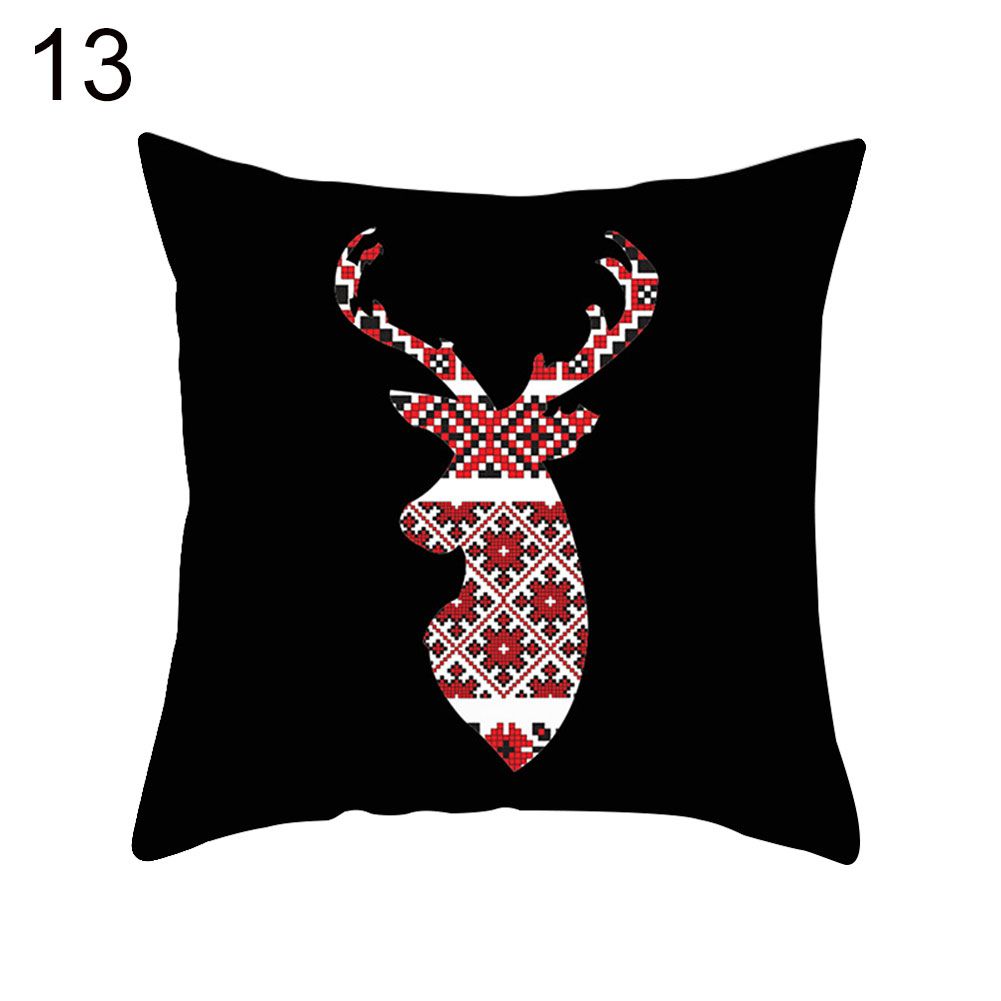 Merry Christmas Hat Cat Dog Bear Cushion Cover Pillow Case Home Sofa Car Decor