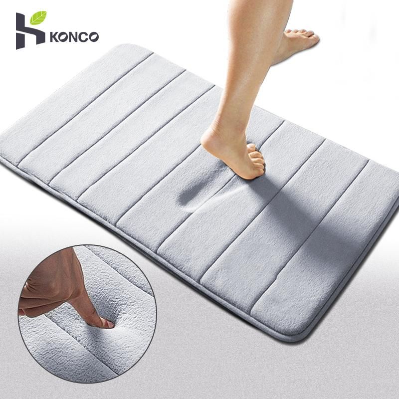 40*60cm Bath Mat Bathroom Carpet Rug Coral Fleece Memory Foam Bathroom Mat Non Slip Kitchen Door Floor Carpet