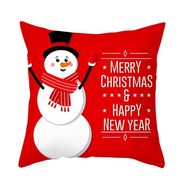 Christmas Pillow Case With Snowman Pattern Christmas Cushion Sofa Pillow Case Bedroom Decoration Cushion Pillow Case