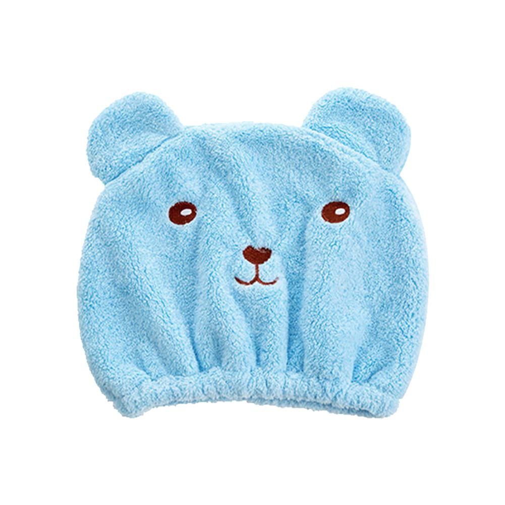 Bear Coral Fleece Thicken Quick Dry Hair Hat Towel Water Absorption Shower Cap