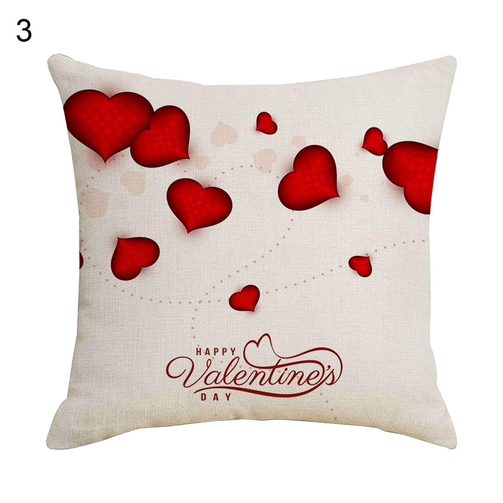 Pillow Case Soft Touch Dustproof Flax Heart Shape Printed Sofa Cushion Throw Cover Furniture Accessories