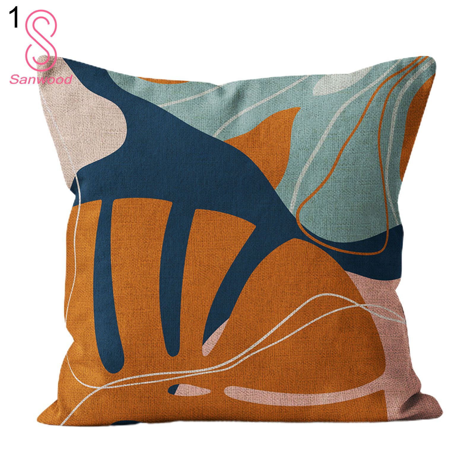 Pillow Slip Abstract Print Housewarming Gift Linen Bedroom Cafe Bars Pillowcase for Home