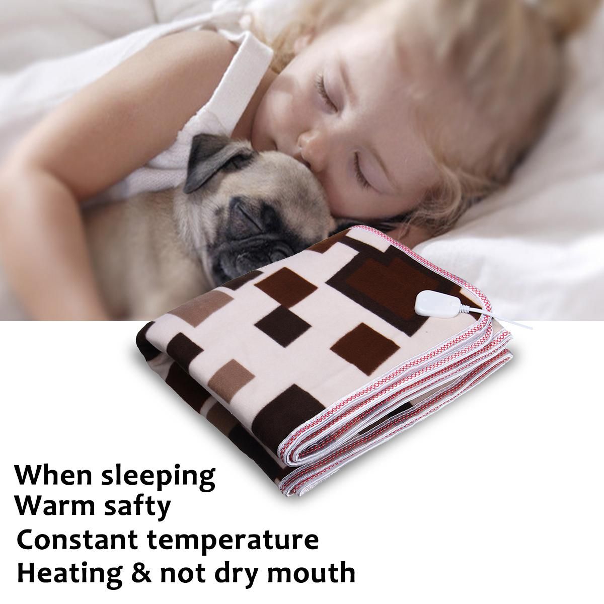 220V Electric Heated Blanket Throw Bedding Winter Warm Flannel Heater 2 Gears Waterproof -