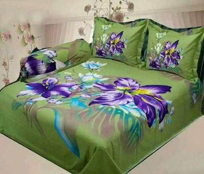 King Size Cotton Bed Sheet With  2 Pillow Covers