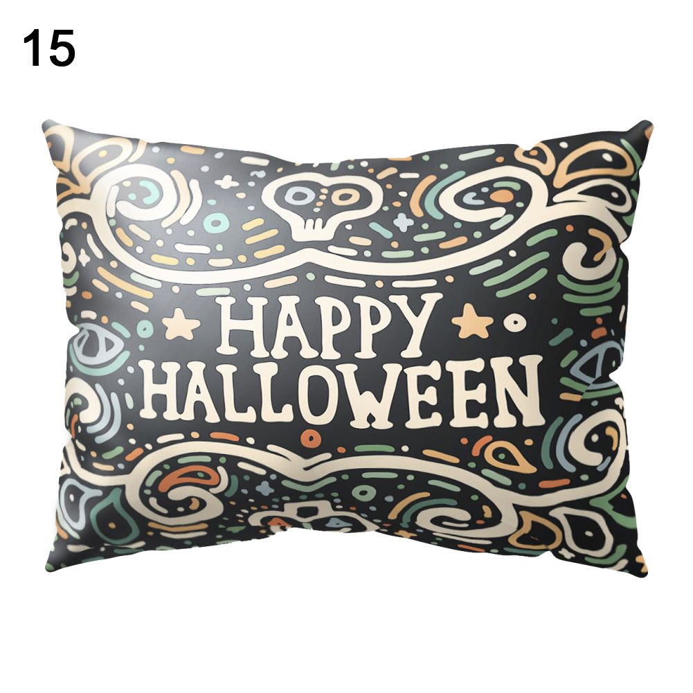 Decoration Peach Skin Rectangular Happy Halloween Bat Pillow Case Cushion Cover