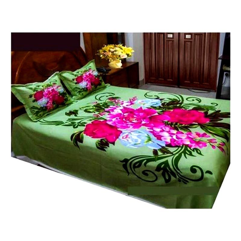 Cotton  Print  7.5/8.5 Feet Double King Size Bedsheet Set With Two Pillow Covers By Bonolota Express