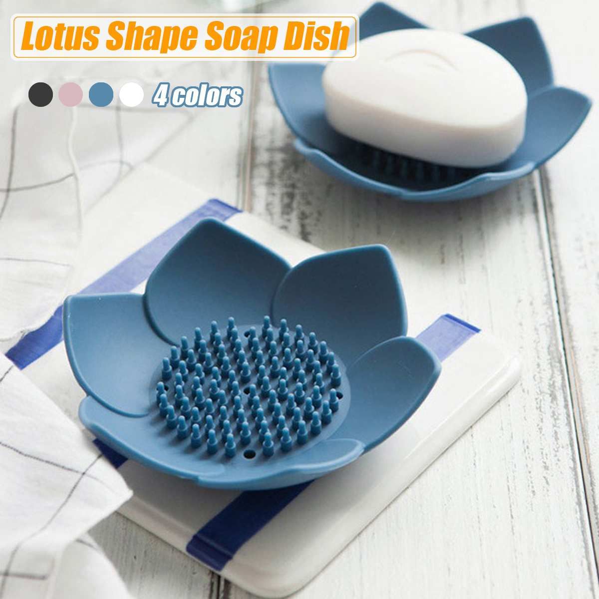 【BestGO】Shape Soap Dishes Box Silica Storage Plate Drain Holder Silicone Bathroom Shower Storage Organization White Gray Blue Green Pink Y05