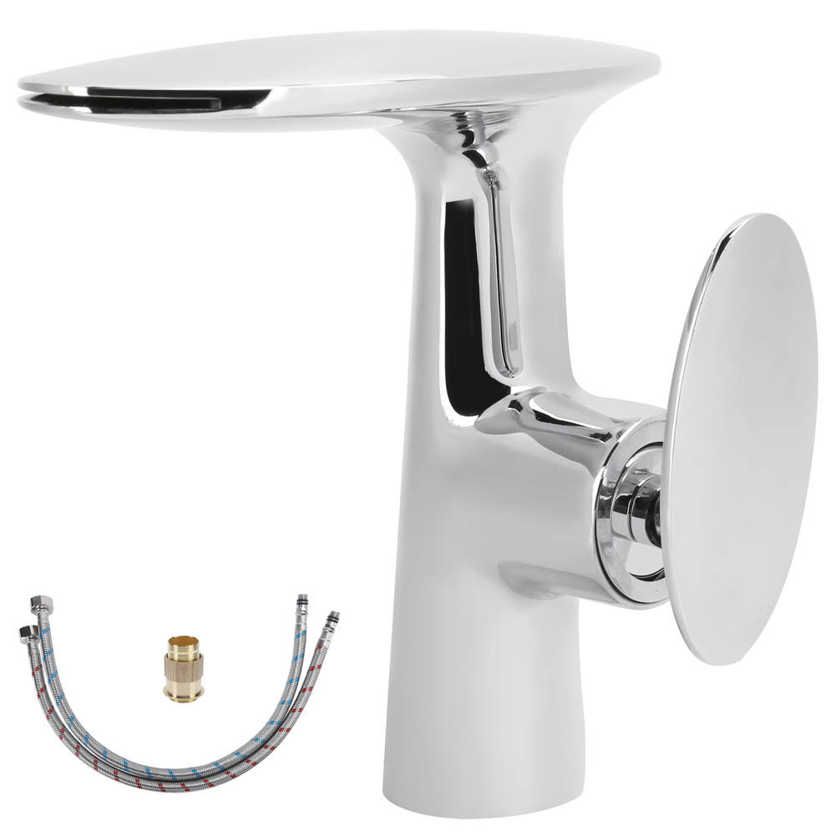 Basin Faucet Waterfall Hot Cold Mixing Water Tap with Single Handle for Home Bathroom Kitchen