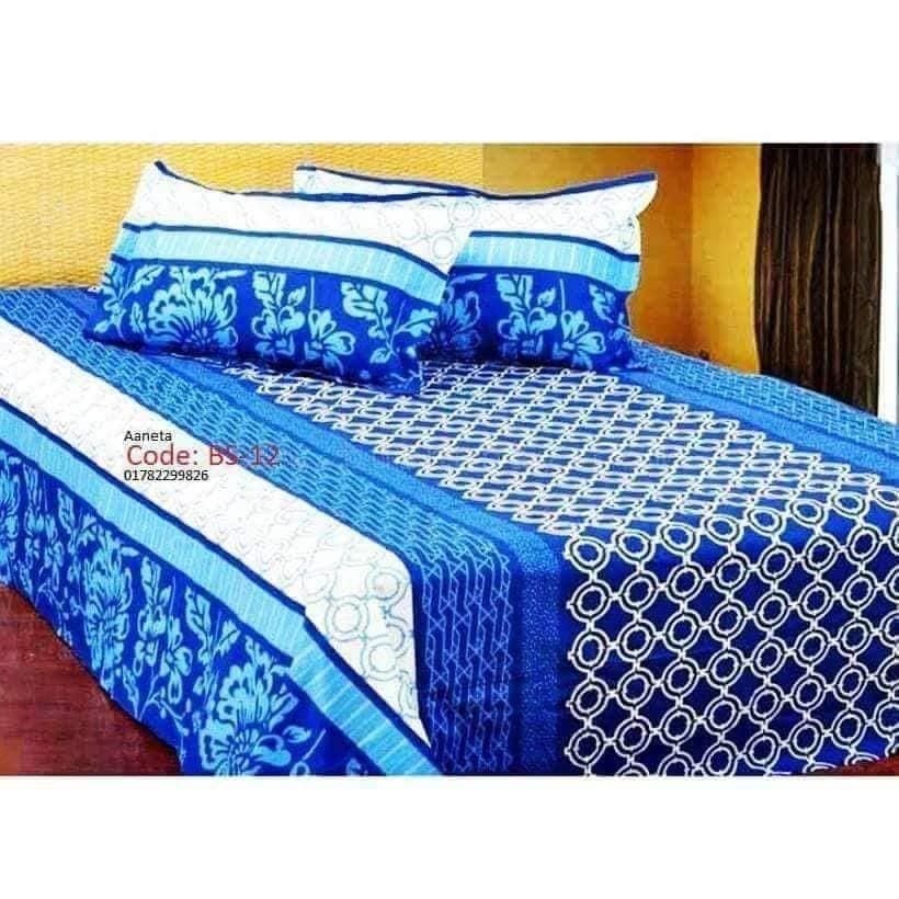 Cotton King Size Bed sheet  - 3pcs - Multicolor