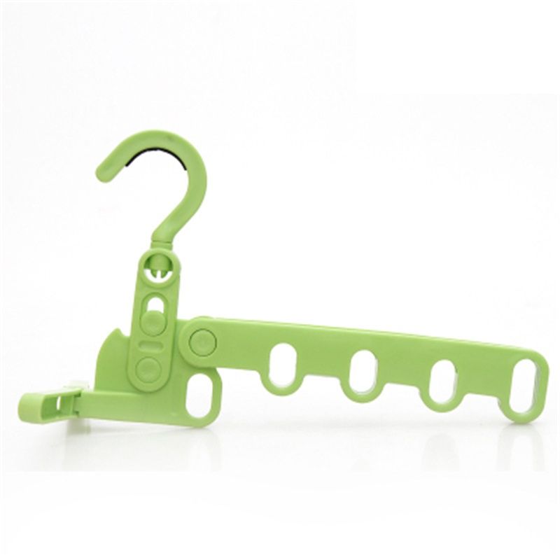 Creative folding folding multi - function clothes hanger hook wall hanging five - hole drying rack#Green