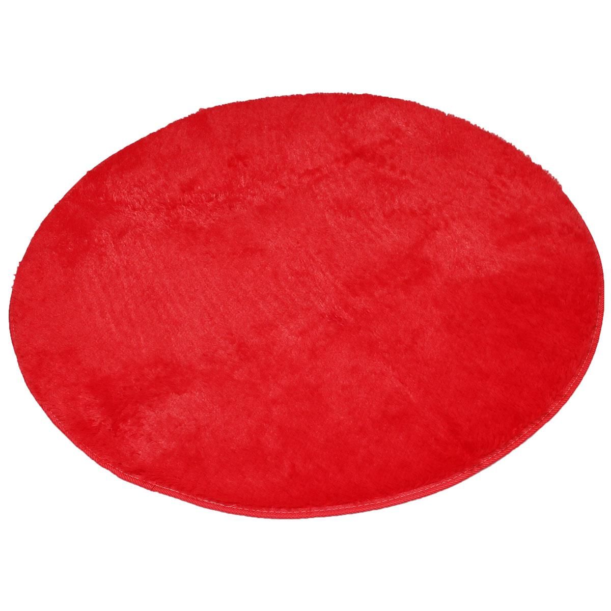 100x100cm Small Large Round Circle Circular Plain Modern Colours Shaggy Rugs Mats - bright red