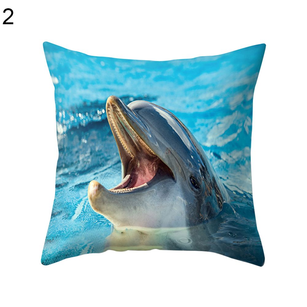 Marine Animal Dolphin Pillow Case Cushion Cover Sofa Bed Car Cafe Office Decor
