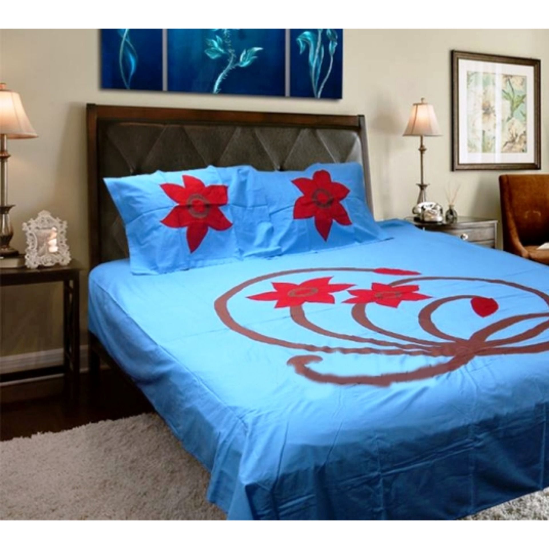 King Sized Cotton Bed Sheet with pillow cover