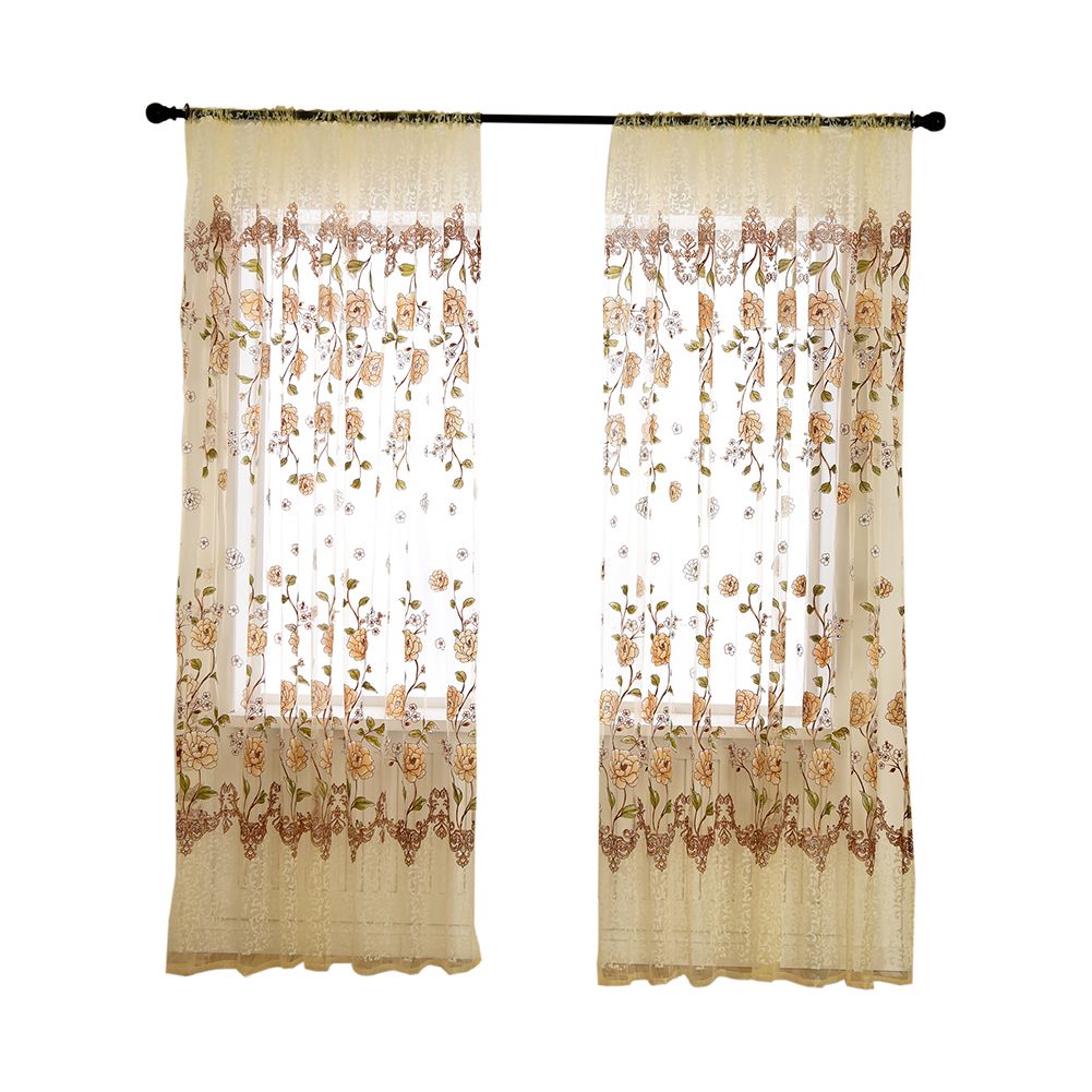 Rural Style Romantic Flower Sheer Window Curtain Panel Valance Door Room Divider