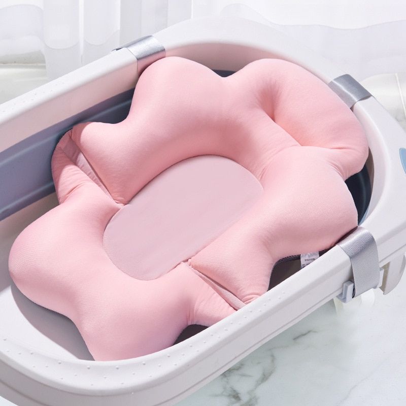 Portable Baby Bath Tub Pad Non-Slip Bathtub Shower Seat Mat Newborn Safety Security Bath Support Cushion Foldable Bath Pillow