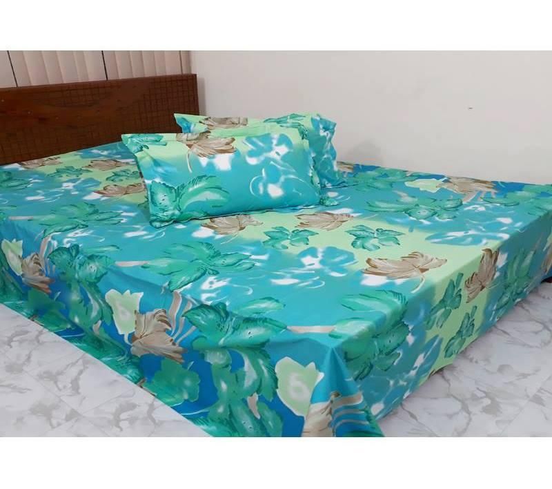 Double Size Cottont  Bed Sheewith Matching 2 Pillow Covers - Multicolor
