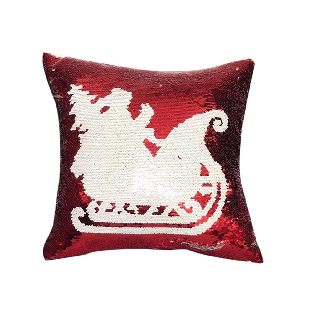 Christmas Themes Magic Reversible Sequins Glitter Pillowcase Car Sofa Cushion Covers Square Throw Pillow Case Sofa Home Decor