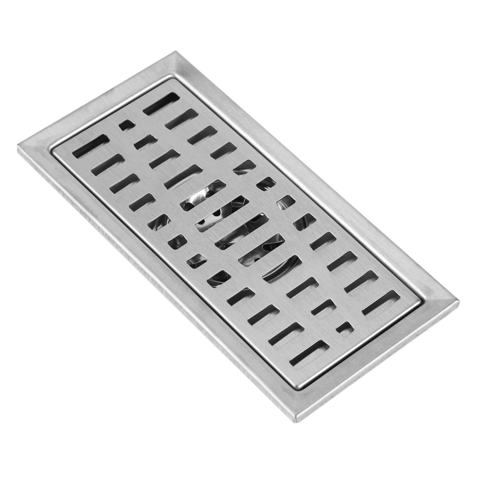 Floor Drain Cover Rectangle Stainless Steel 7.9" X 3.9" 2.76" Shower Removable Filter Balcony for Bathroom