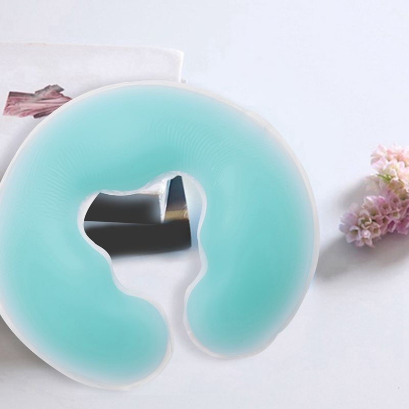 2Pcs Silicon Spa U Shape Massage Pillow Face Body Massage Green