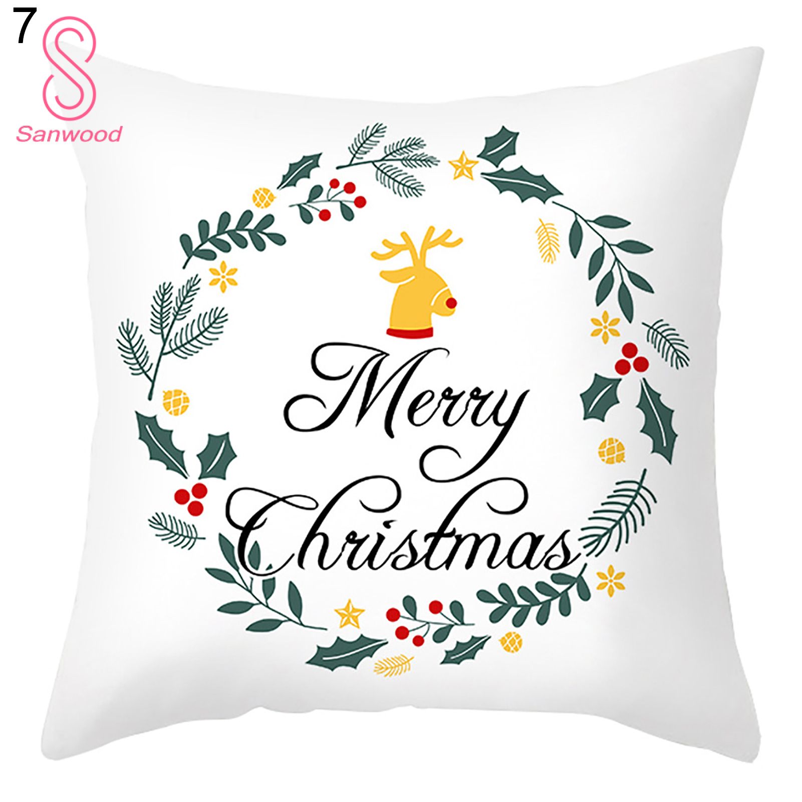 Pillow Cover Skin-friendly Wear Resistant Polyester Peach Skin Xmas Theme Thickened Pillow Case for Home