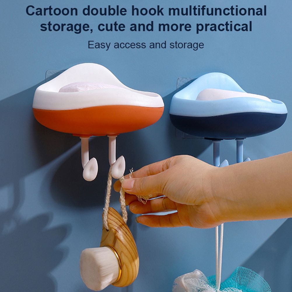 1PC Cloud Shape Wall Hanging Drip Soap Box ​household Toilet Hole Free Creative Cartoon With Hook Soap Box Rack with durability