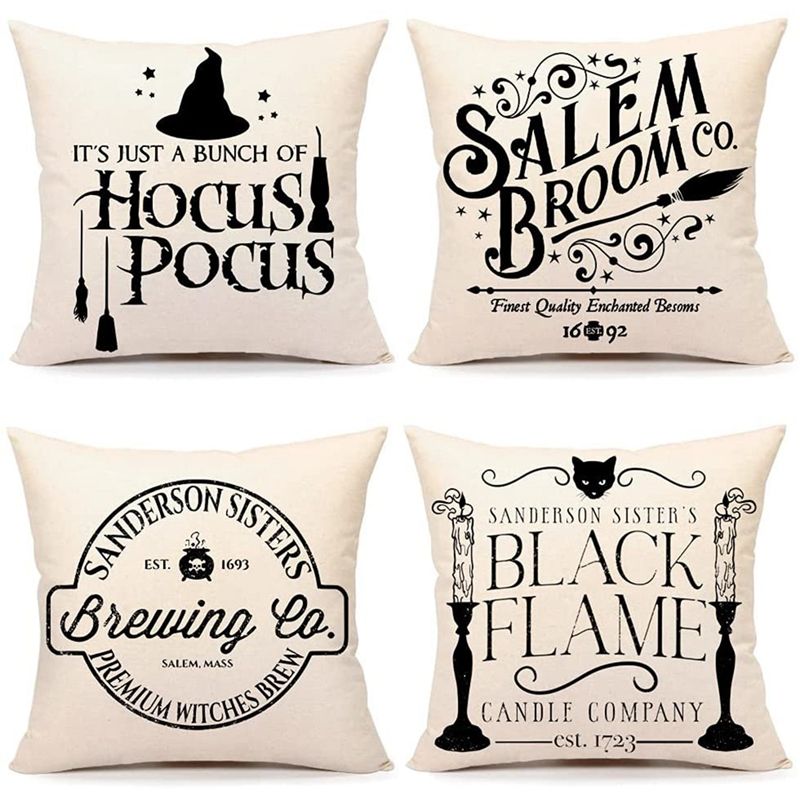 Halloween Decor Pillow Covers 18X18 Set of 4 Decorations Farmhouse Outdoor Fall Pillows Decorative Throw Cushion Case