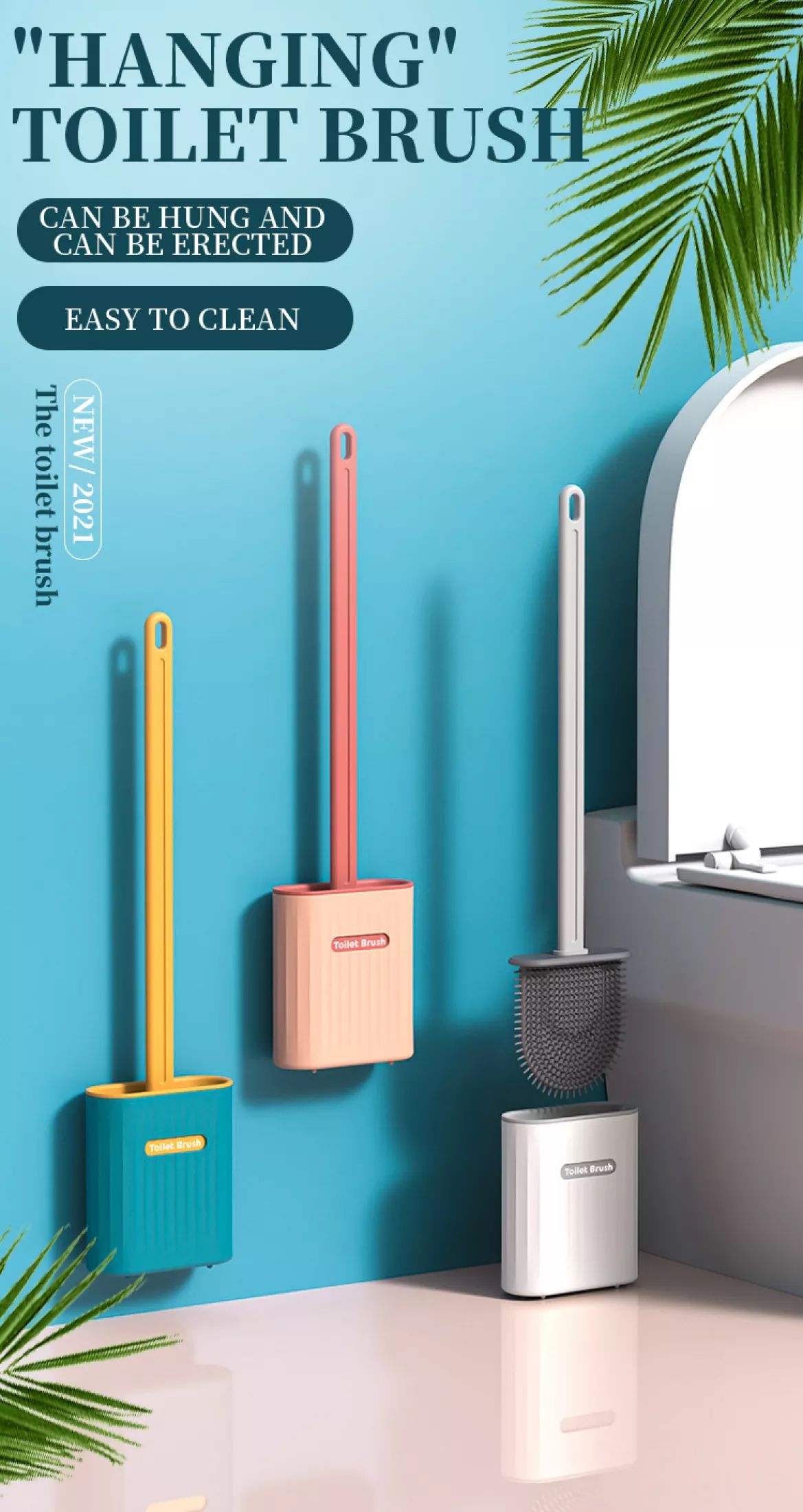 Cleaning Tool Wall-mounted toilet brush 360° *1pcs Silicone Cleaning No Dead Angle