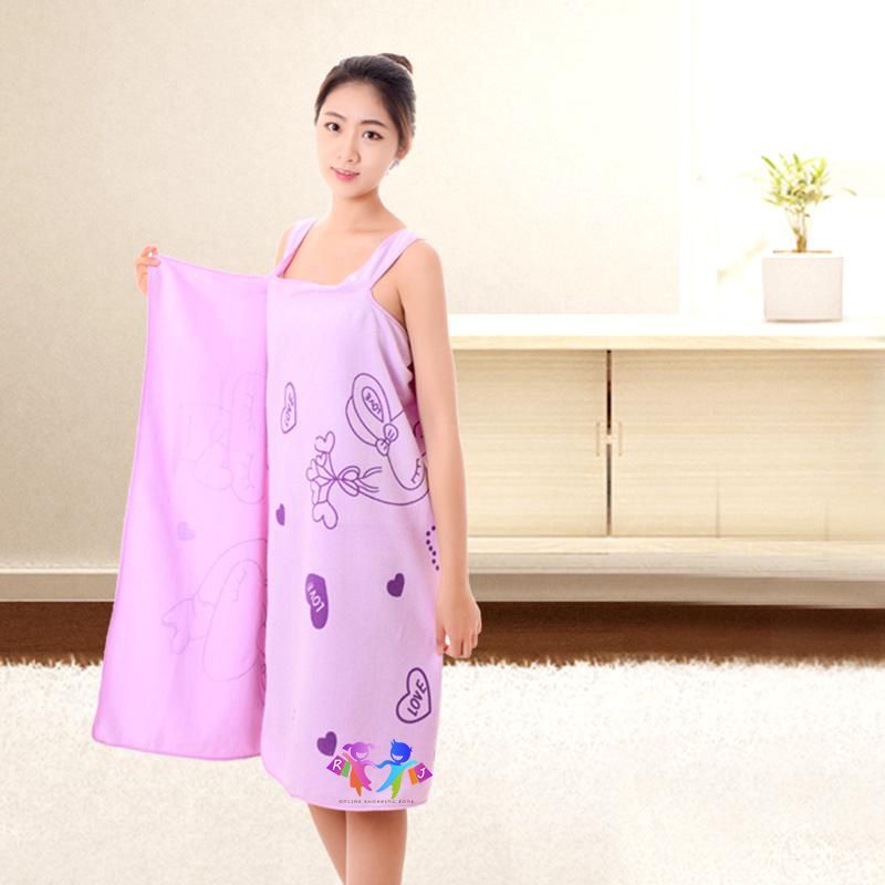 Bathroom Women Bath Towels Wearable Towel Dress Beach Adults Bath Gown SPA Sling Robes Home Nightwear Microfiber Women Bathrobe