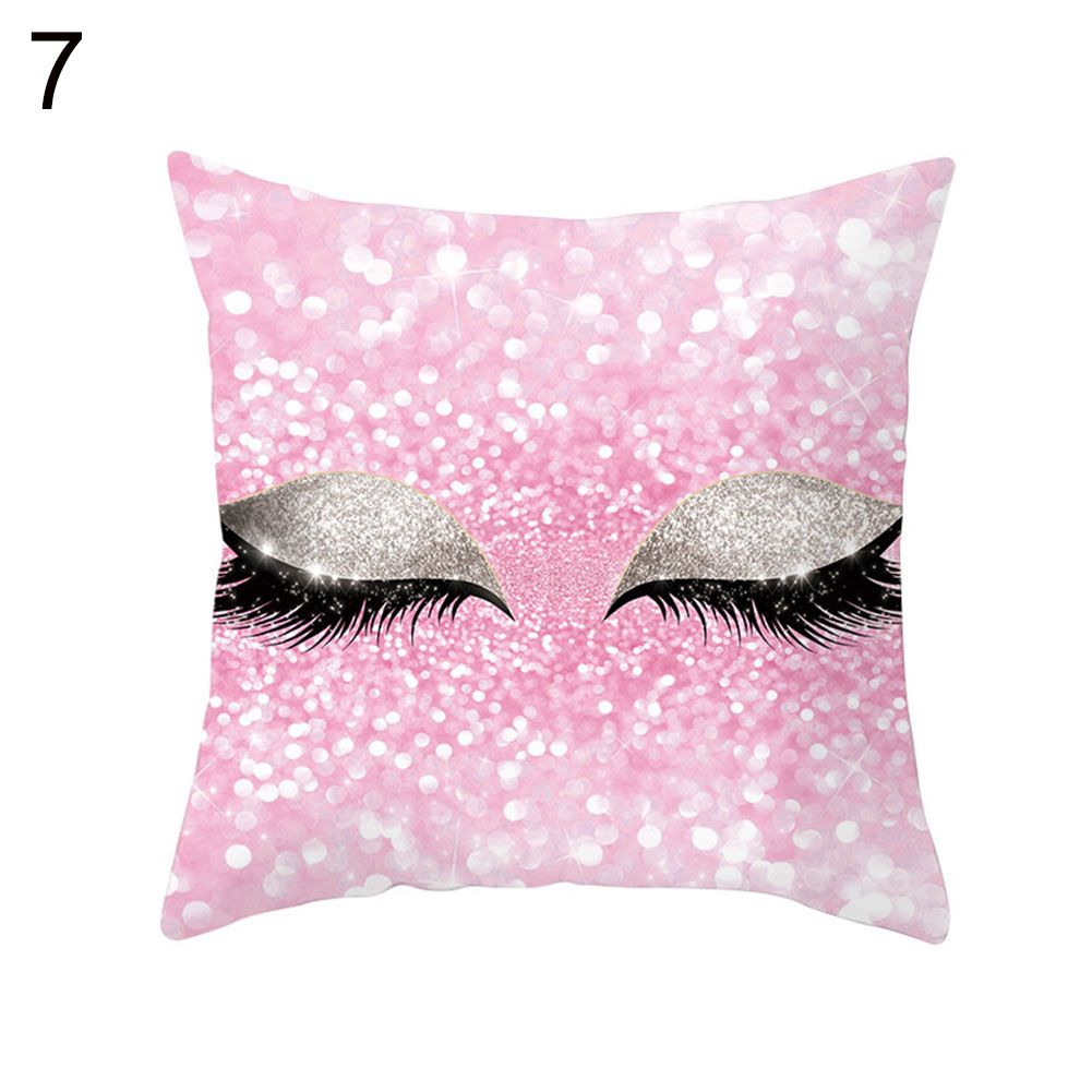 Glitter Eyelash Lipstick Pillow Case Cushion Cover Car Sofa Office Home Decor