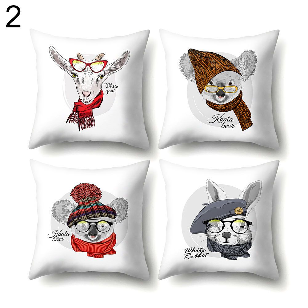 4Pcs Funny Cute Animal Sheep Dog Throw Pillow Cover Cushion Case Home Car Decor