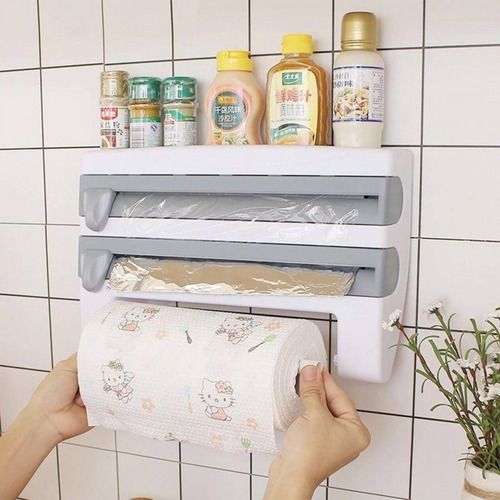 Multifunction Kitchen Organizer 4 In 1 Wall-Mount Paper Towel Holder