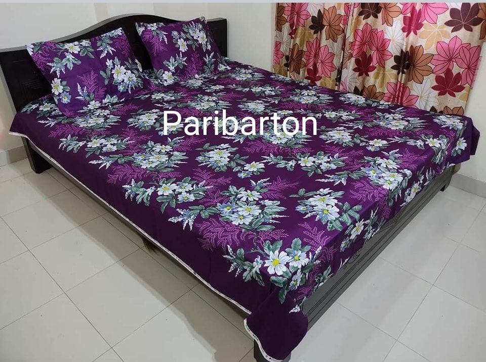 100% Cottn Super King Size Bedsheet with Two Pillow Covers.