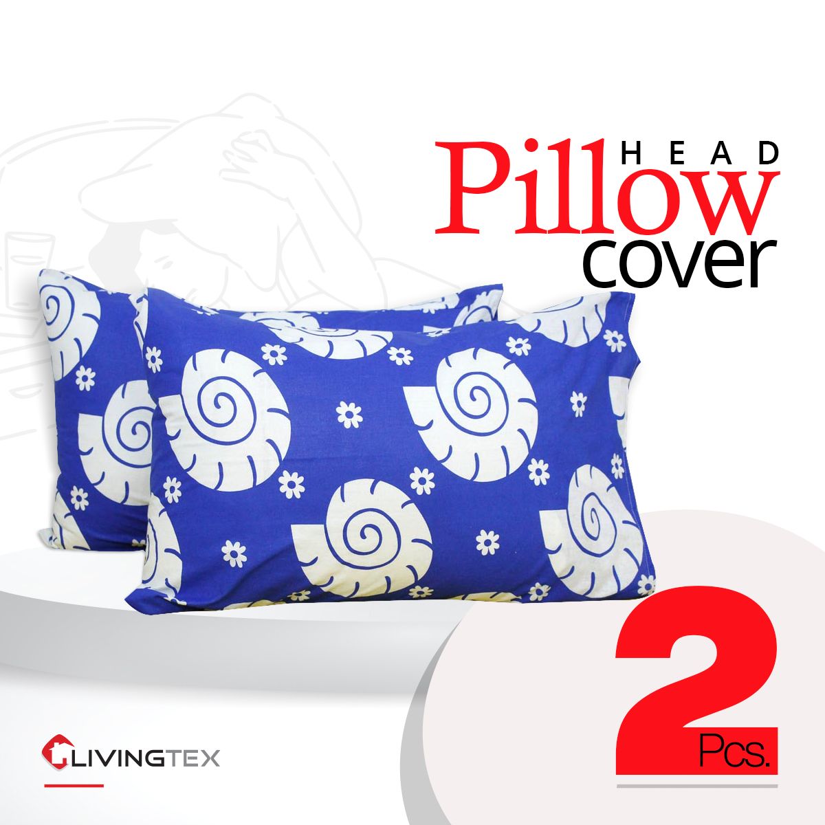 1pair Printed Head Pillow Cover_Cotton, Unique Design, Variant Prints_18"x28" Inches