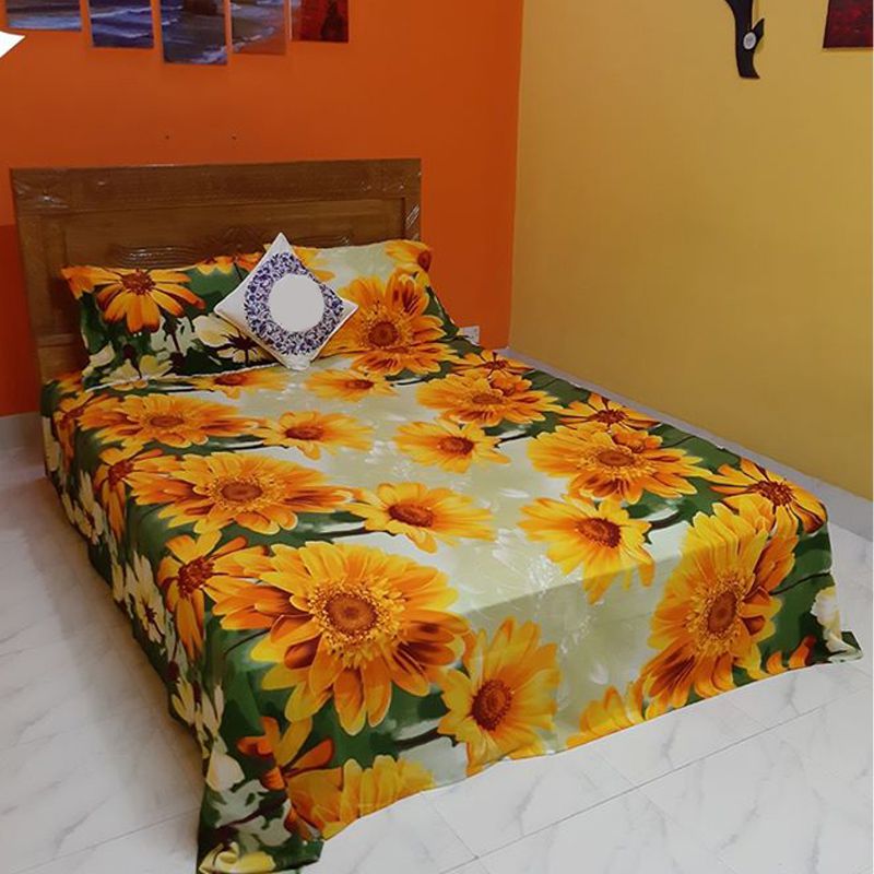 Digital Home Tex  Bedsheet Cotton Fabric 7.5 By 8.5 Feet Multicolor Double Size Bedsheet With Two Pillow Covers By PRODUCT SOMAHAR