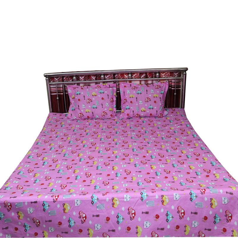 Cotton Multicolor  7.5 by 8.5 Feet Double King Size Bed sheet Set with Two Pillow Covers