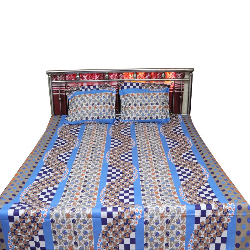 Cotton King Size Bedsheet  - 3pcs - Multicolor