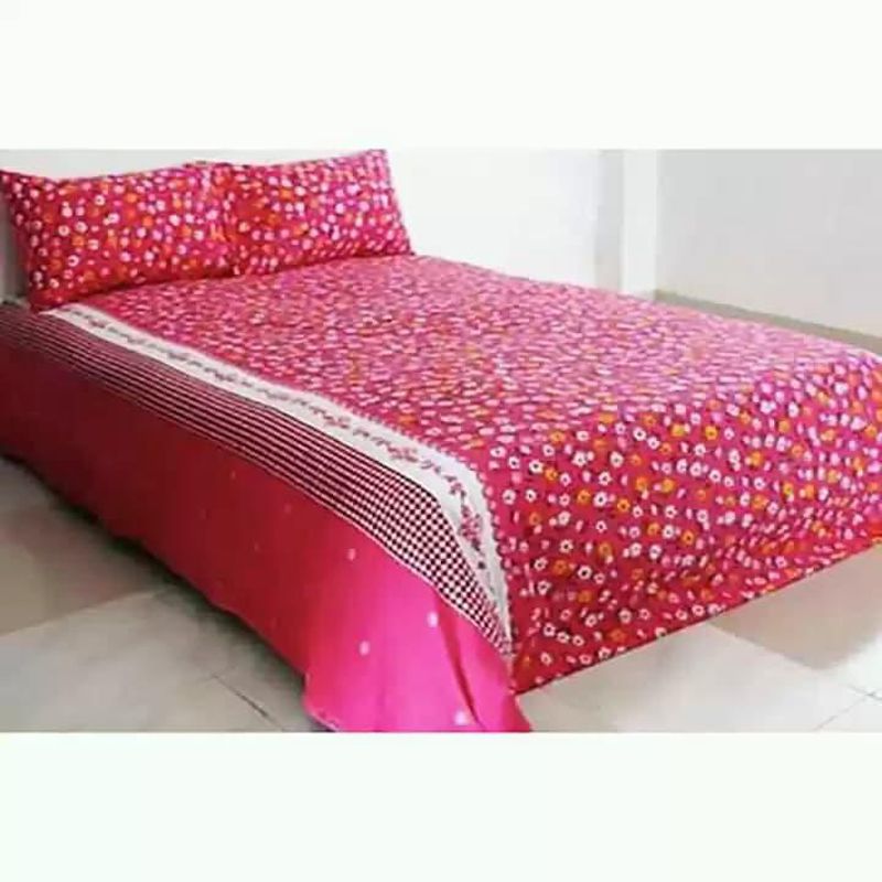 Digital Home Tex Cotton Fabric Multicolor King Size Bedsheet With Two Matching Pillow Covers