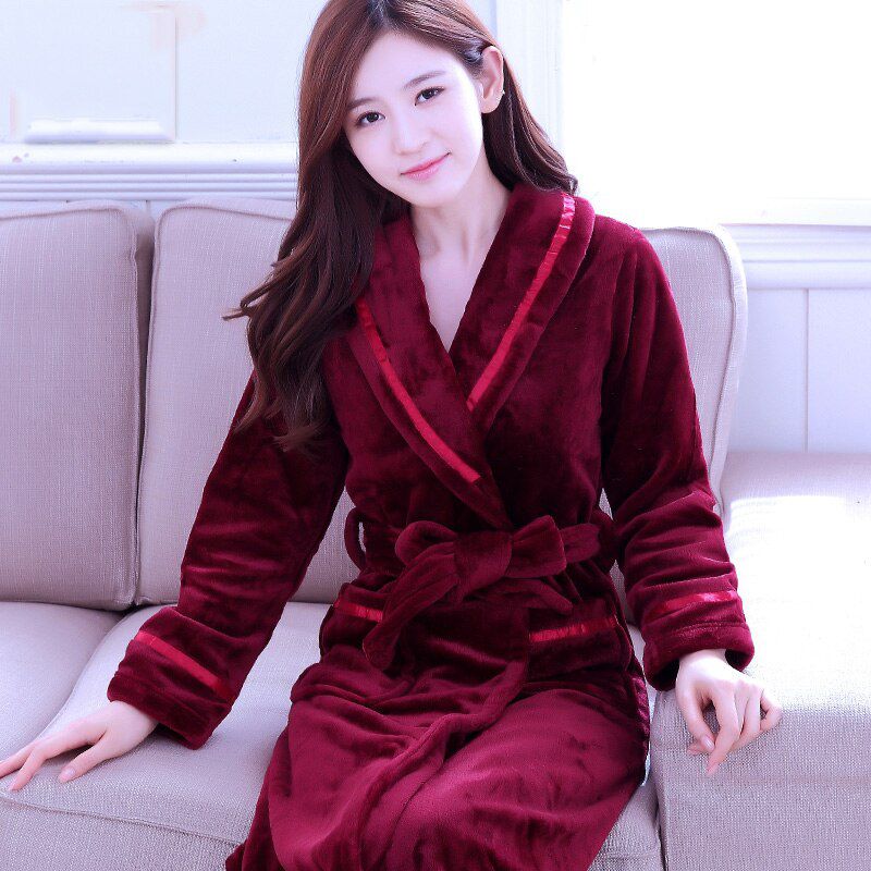 Women Bathing Robes Coral Fleece Nightdress for Female Home Clothes Floral Dressing Gown Kimono Hotel Bathrobe