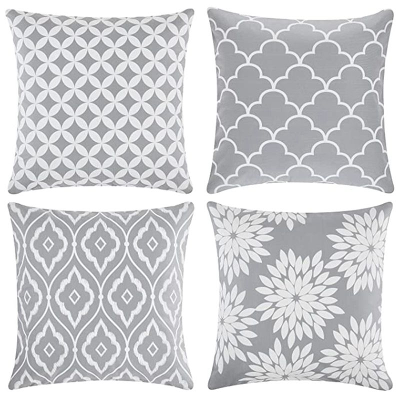 Pillow Covers Decorative Soft Throw Pillow Covers Farmhouse Pillow Covers Cushion Cases for Sofa Couch Bed(Gray)