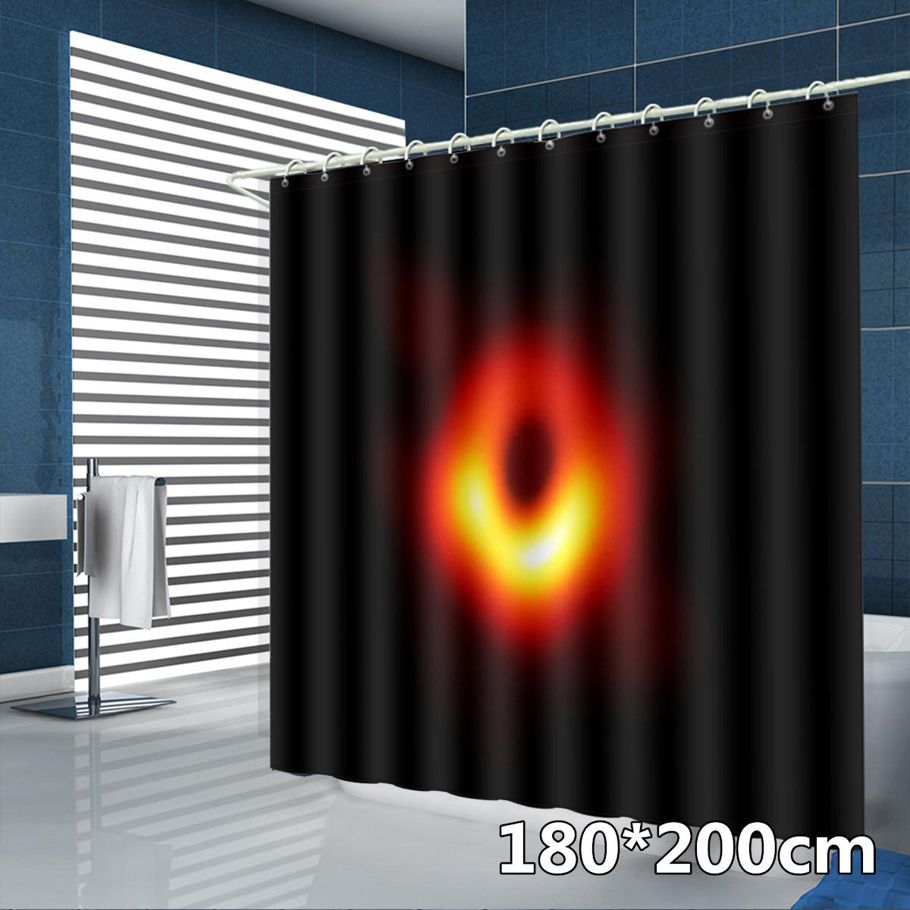 4Pcs/Set Black hole Shower Curtain + Non-Slip Toilet Cover Bath Mat -- 180*200cm / 180*180cm / 165*180cm / 150*180cm