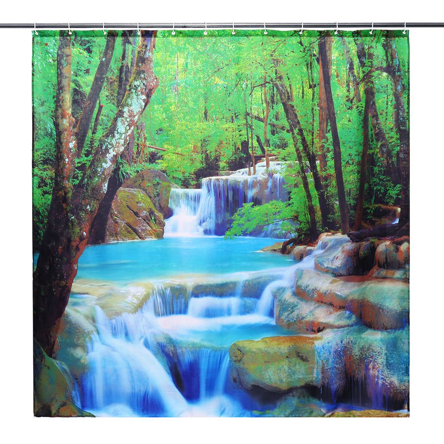 Practical 180x180CM 3D Waterfall Nature Scenery Wall Hanging Shower Curtain Bathroom