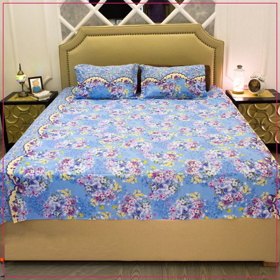 Cotton King Size Bedsheet - 3pis Set- Multicolour By