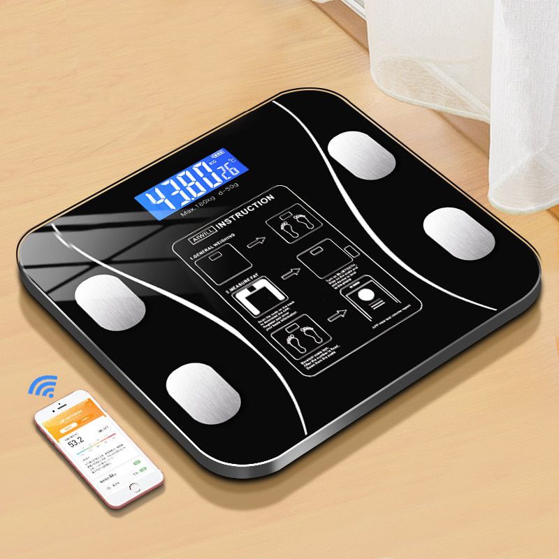 Bluetooth Body Fat Scale Digital Bathroom Weight Scale LCD Display Smart Electronic Scale Balance Body Composition Analyzer
