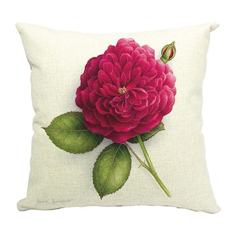 Vintage Floral/Flower flax Decorative Throw Pillow Case Cushion Cover Home Sofa Decorative(Rose flower 1)