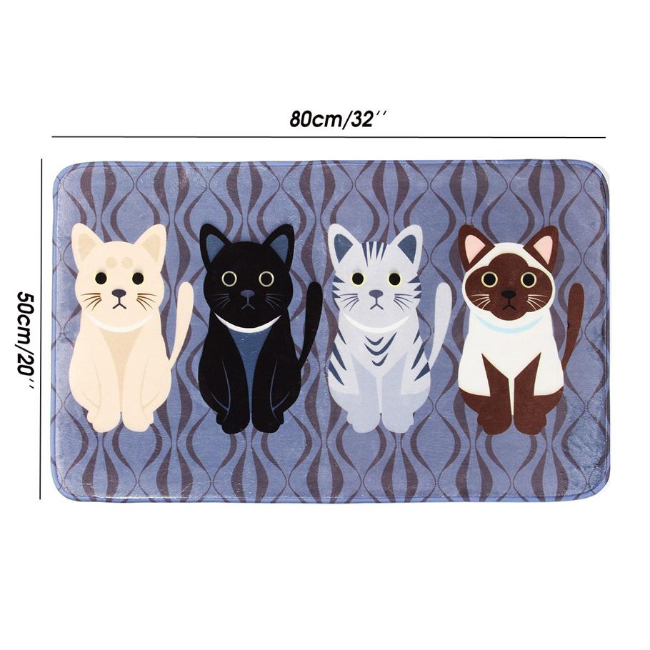 Cat Type Flannel Non-Slip Carpet Doormat Kitchen Bedroom Bath Floor Pad Rug Mat - 50x80cm