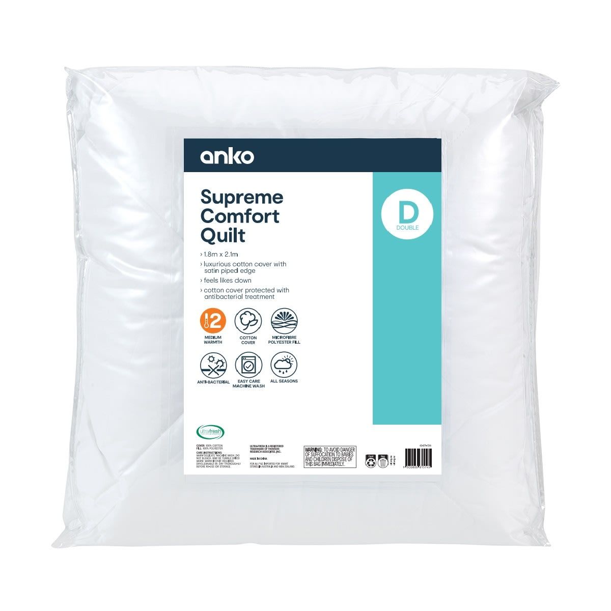 Medium Warmth Supreme Comfort Quilt - Double Bed