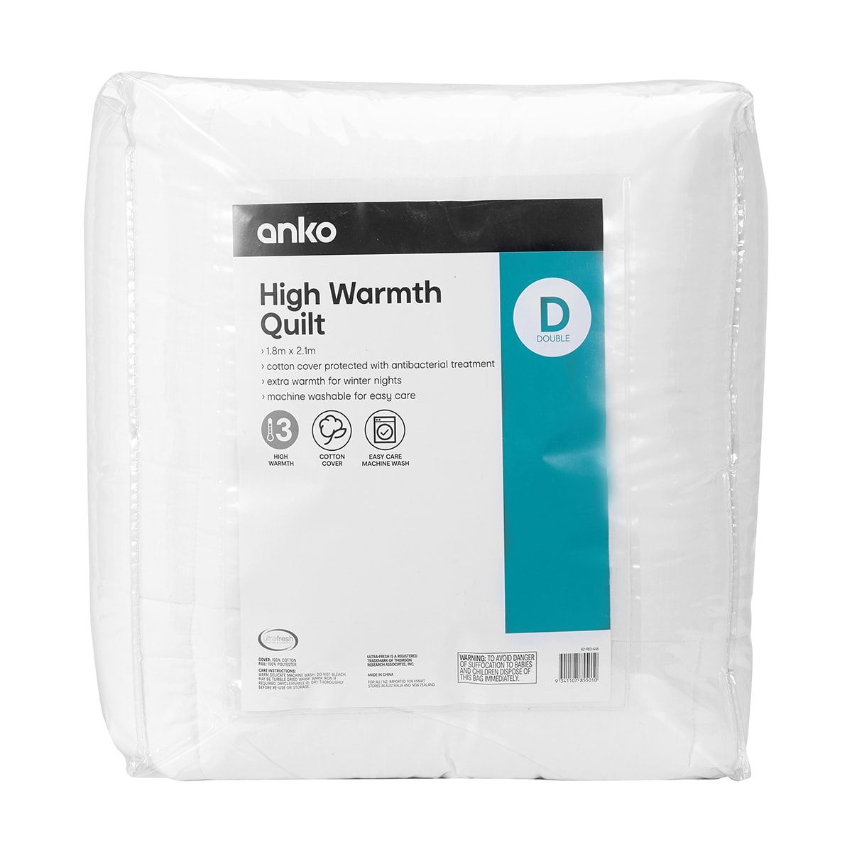 High Warmth Quilt - Double Bed, White