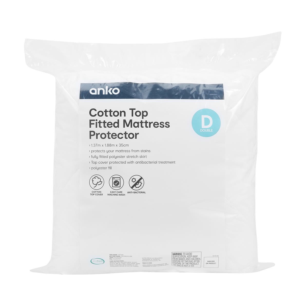 Cotton Top Fitted Mattress Protector - Double Bed