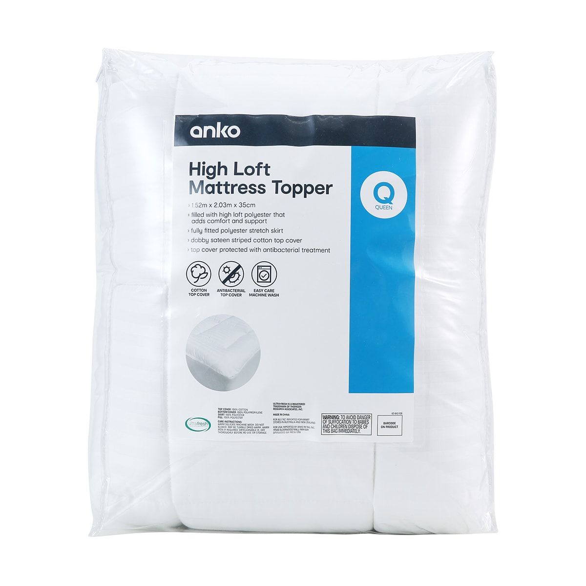 High Loft Mattress Topper - Queen Bed, White
